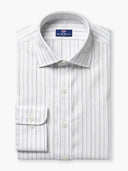 White Navy Striped Linen Custom Shirt