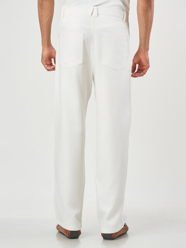 Plain Cotton Blend Lounge Fit Trousers