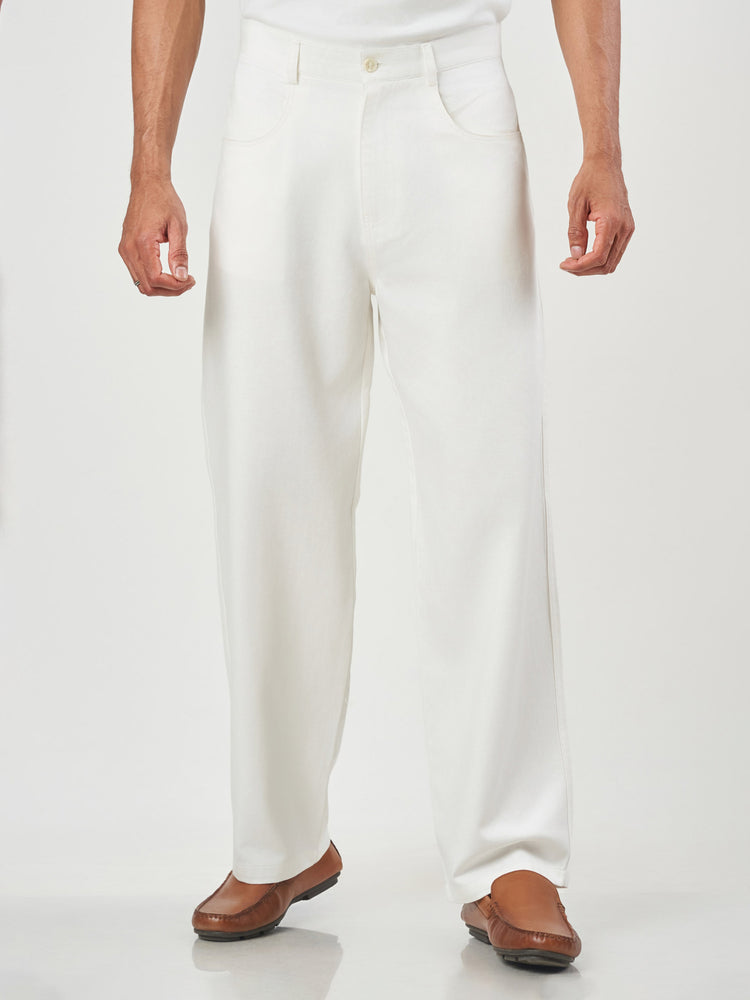 Plain Cotton Blend Lounge Fit Trousers