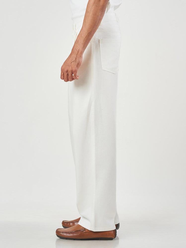 Plain Cotton Blend Lounge Fit Trousers