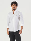 White Plain Cotton Slim Fit Casual Shirt