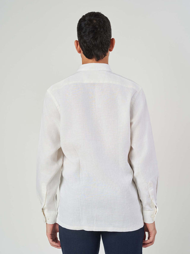 White Plain Linen Tailor Fit Shirt