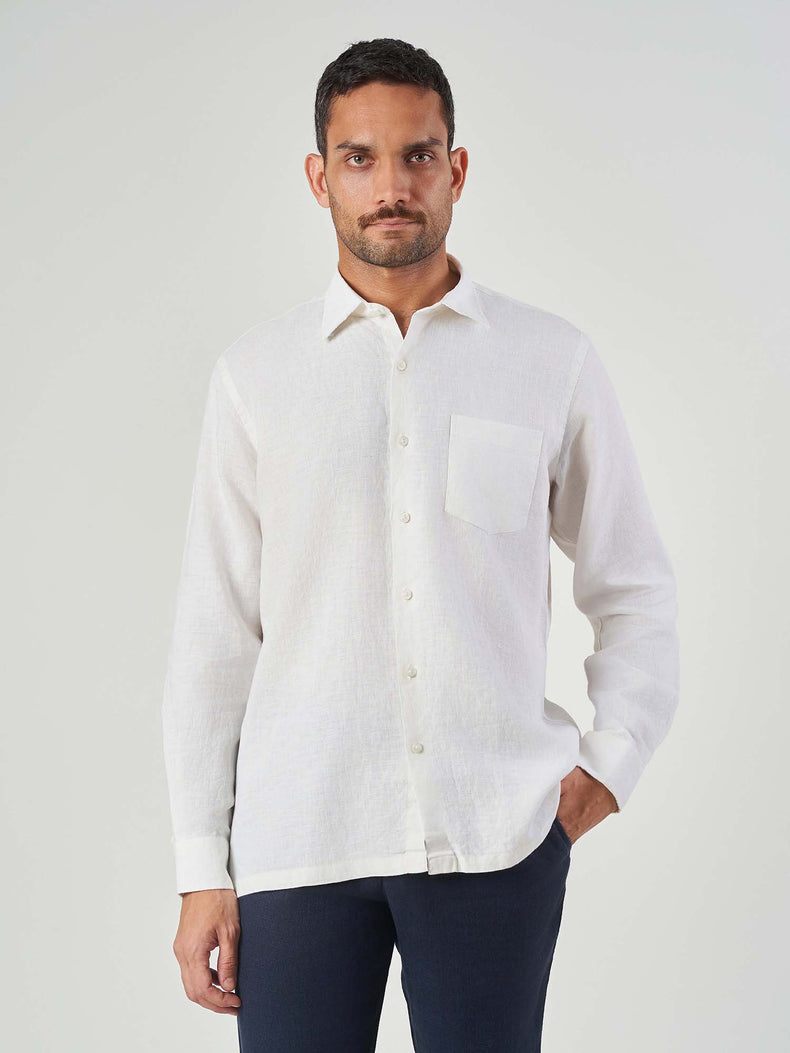 White Plain Linen Tailor Fit Shirt