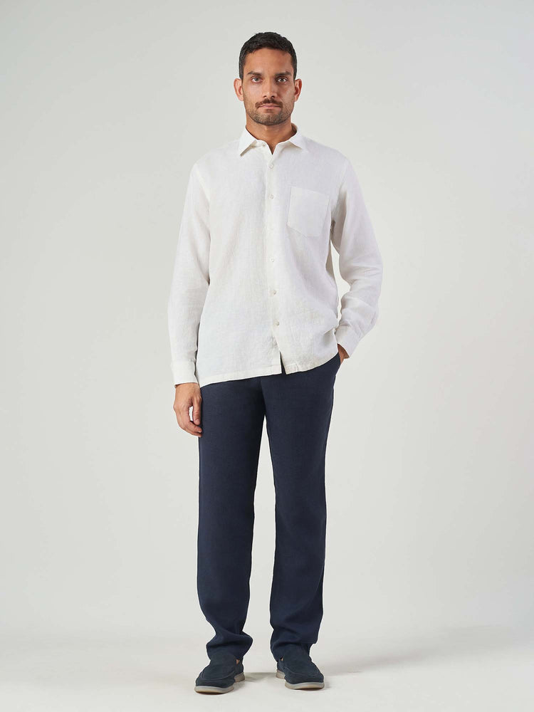 White Plain Linen Tailor Fit Shirt