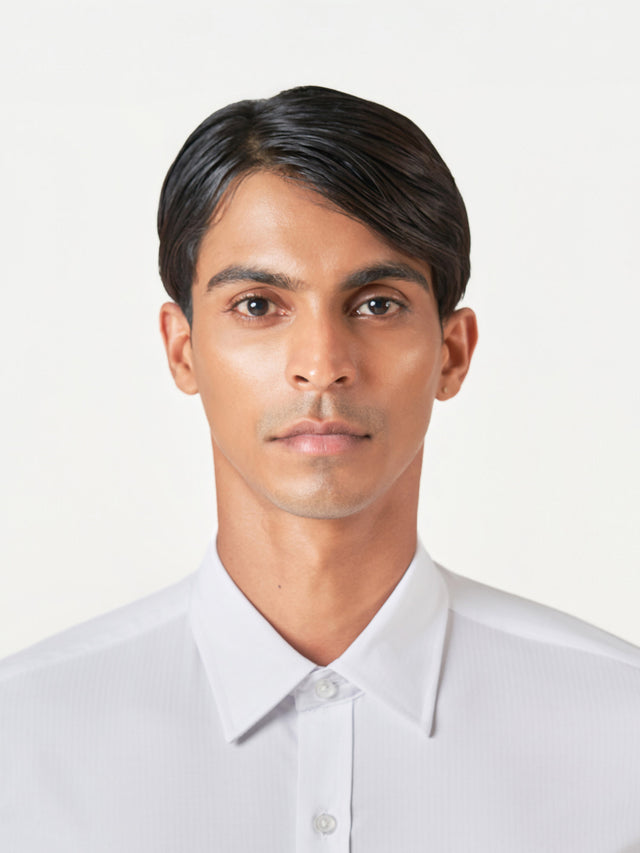 White Striped Long Sleeve Formal Shirt