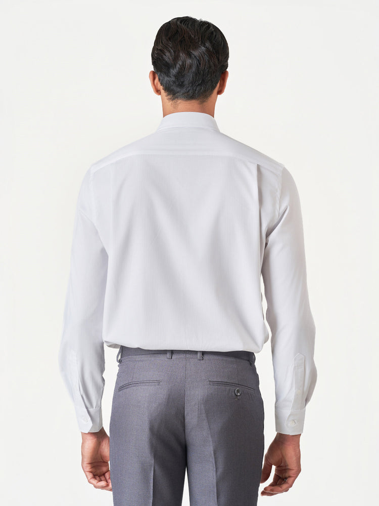 White Striped Long Sleeve Formal Shirt