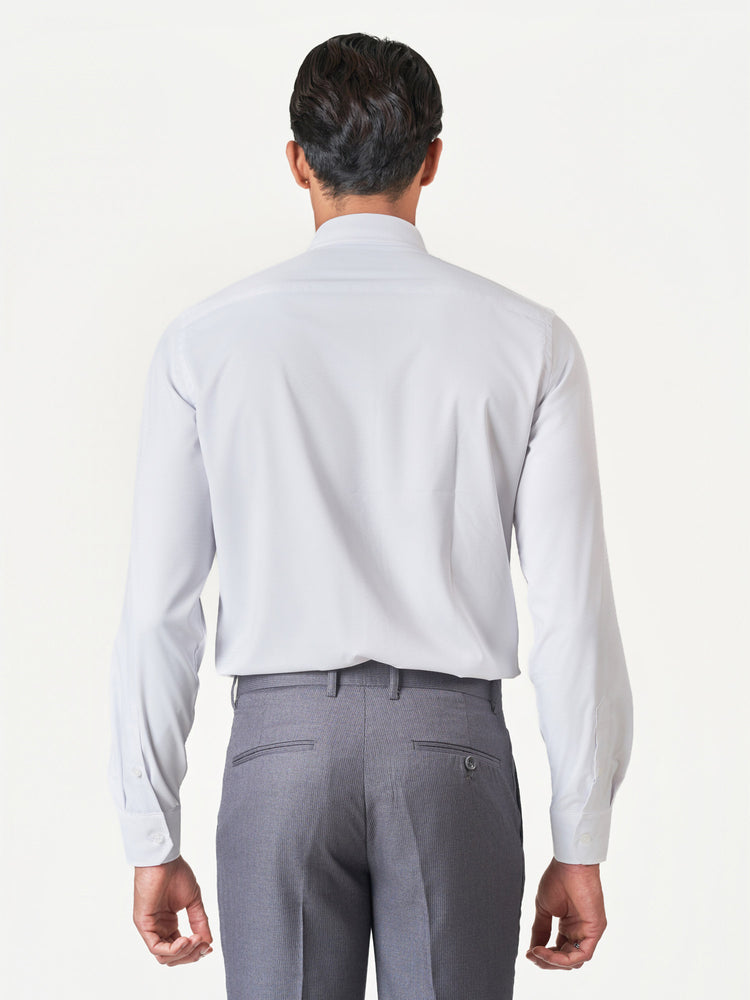 White Micro Herringbone Formal Shirt