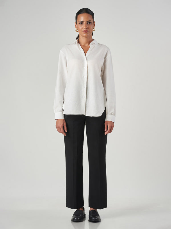 White Cotton Relaxed Fit Shirt
