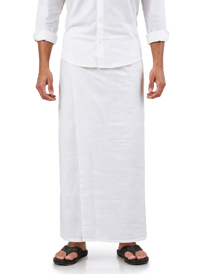 White Solid Linen Classic Sarong