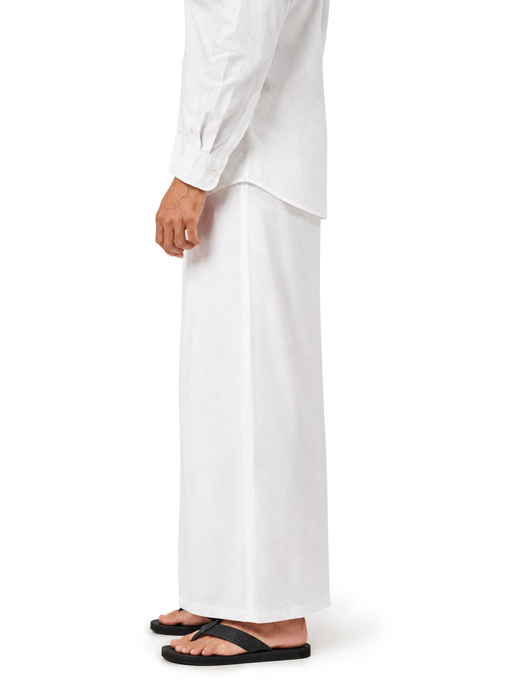 White Solid Linen Classic Sarong