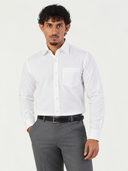 White Plain Cotton Blend Regular Fit Shirt