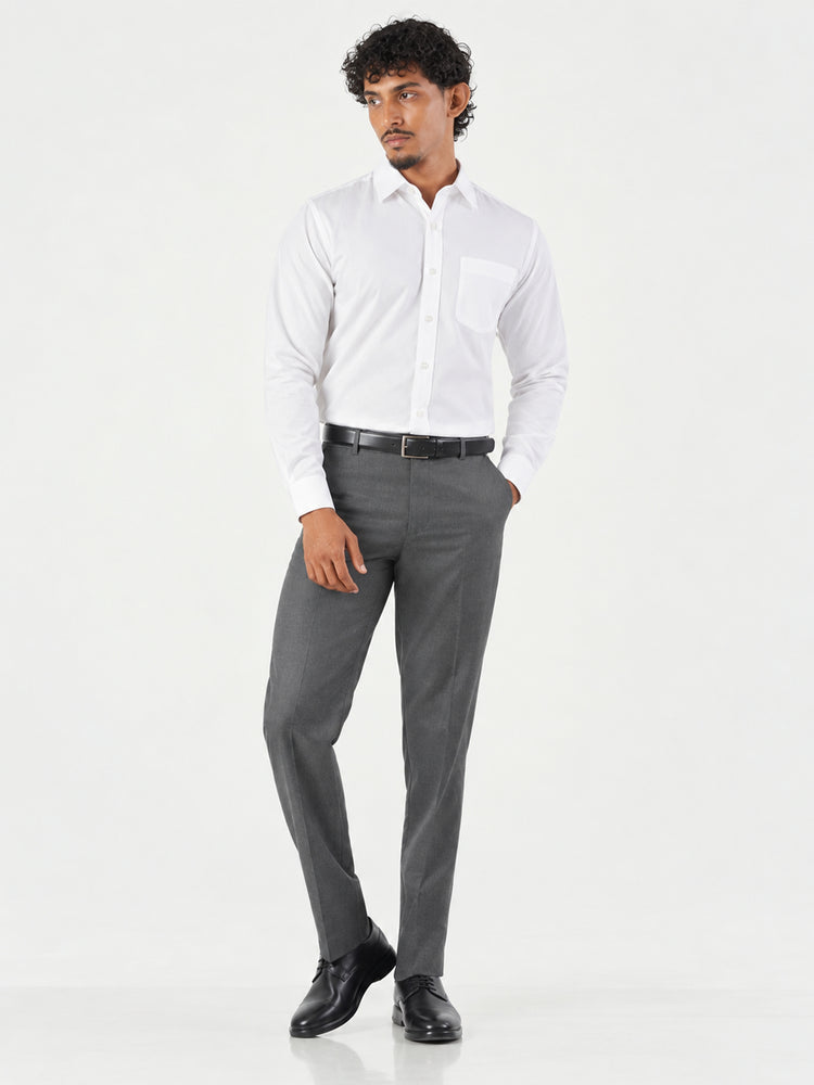 White Plain Cotton Blend Regular Fit Shirt