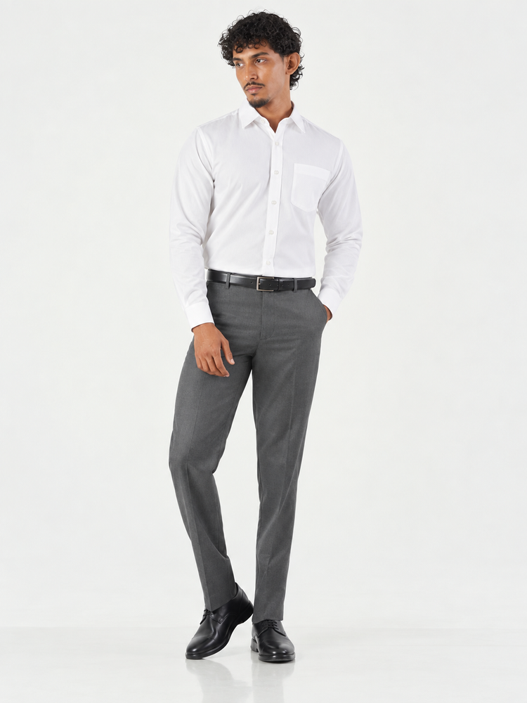 White Plain Cotton Blend Regular Fit Shirt