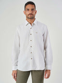 White Striped Cotton Linen Tailor Fit Shirt
