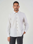 White Striped Cotton Linen Tailor Fit Shirt