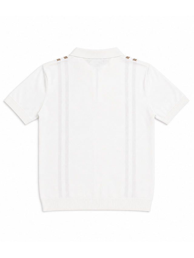 Contrast Stripe Zip Knit Regular Fit Polo Shirt