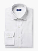 White Textured Geometric Cotton Dobby Custom Shirt