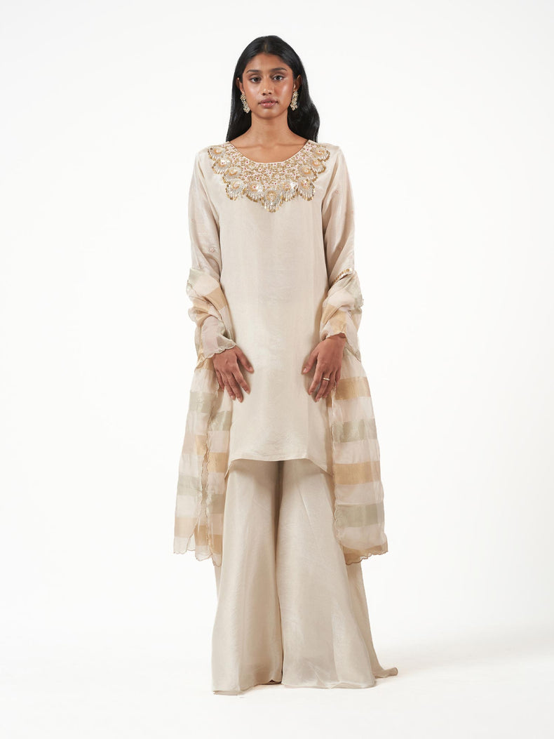 Tissue Silk Beaded Sharara Set