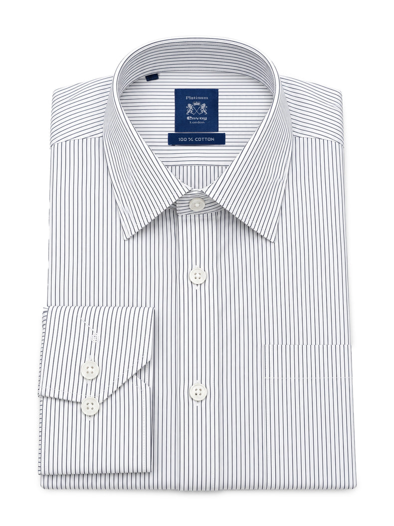 White Striped Cotton Regular Fit Shirt