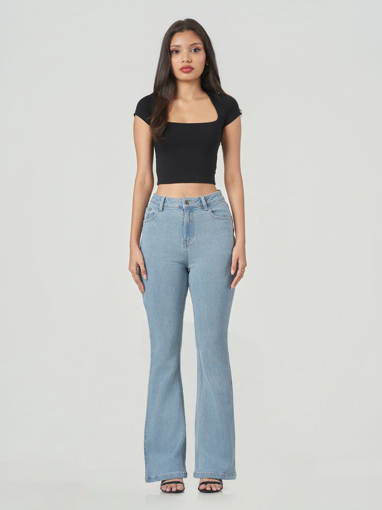 Cotton Spandex Regular Fit Bootcut Jeans