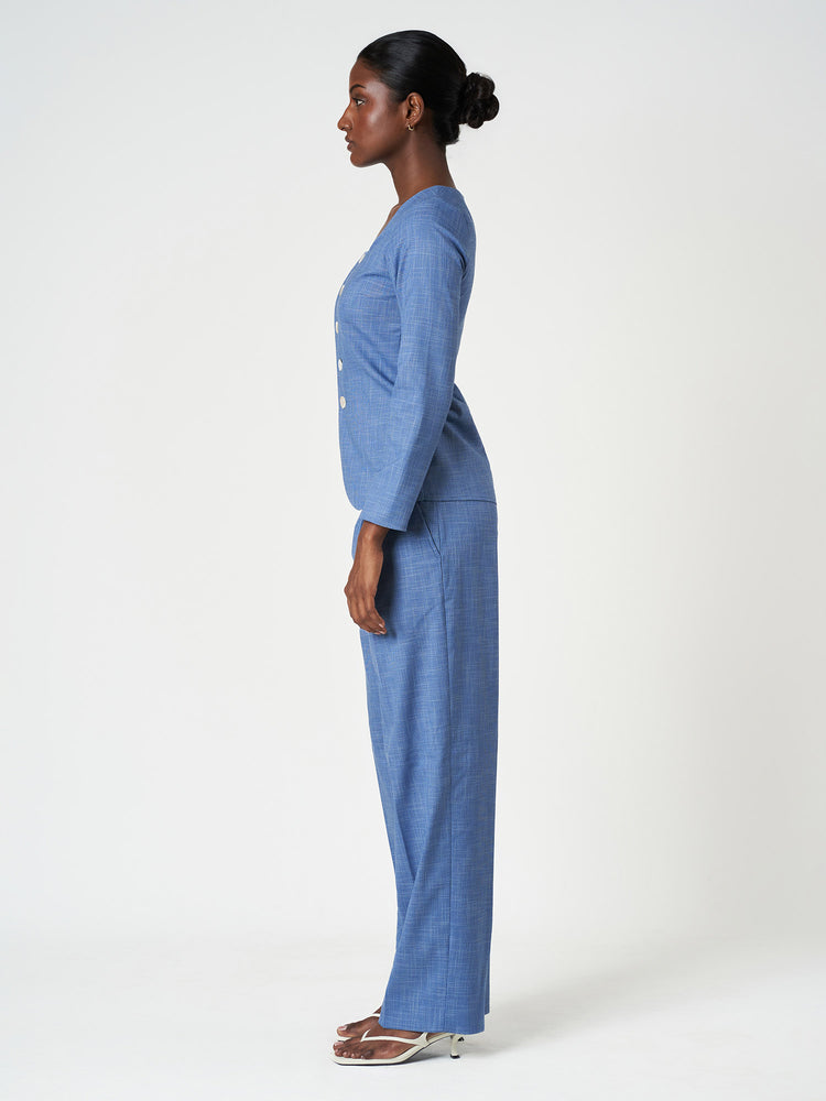 Checks Tailored Top & Wide-Leg Trouser Set