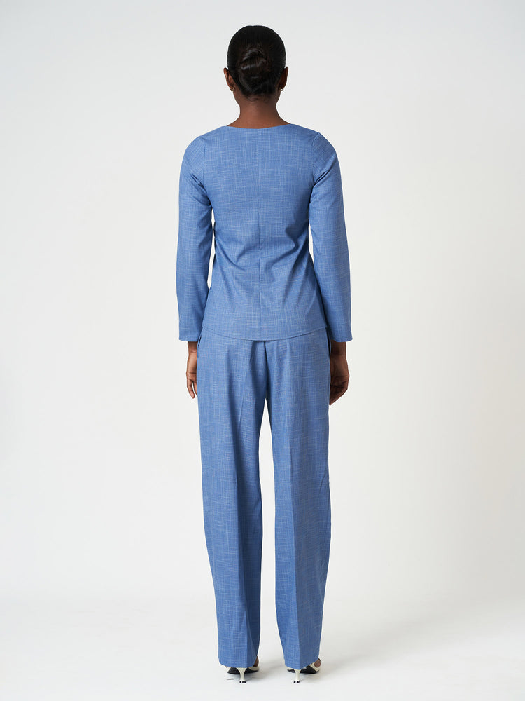 Checks Tailored Top & Wide-Leg Trouser Set