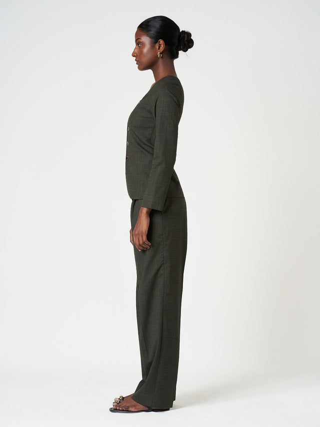 Checks Tailored Top & Wide-Leg Trouser Set