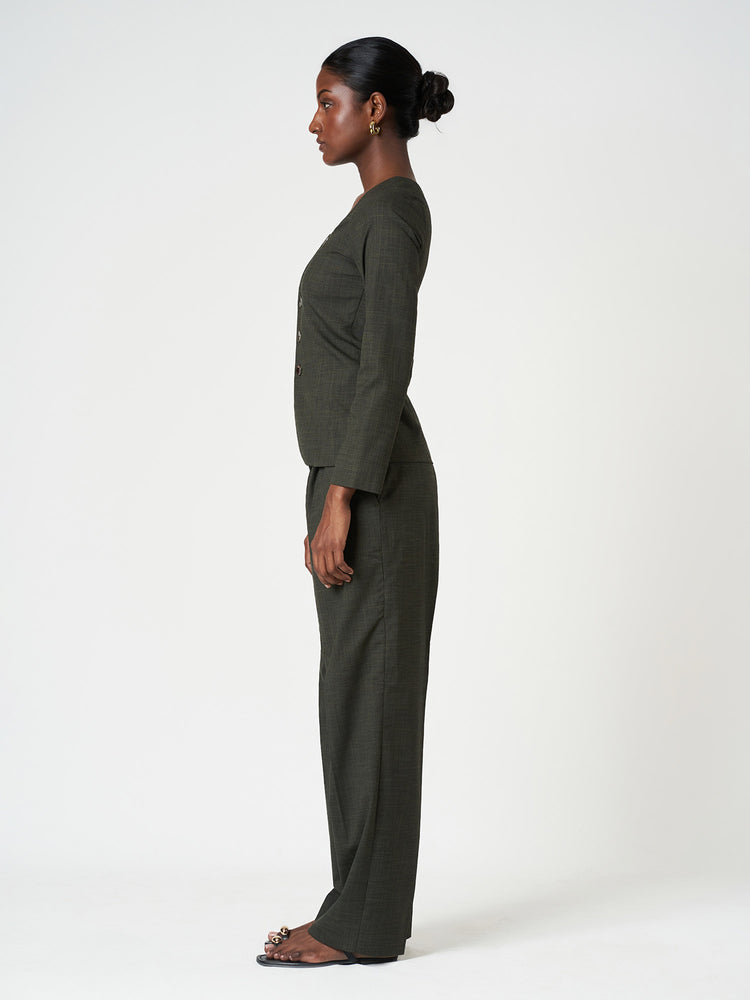 Checks Tailored Top & Wide-Leg Trouser Set