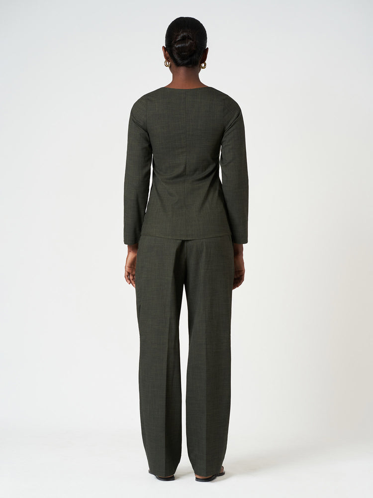 Checks Tailored Top & Wide-Leg Trouser Set