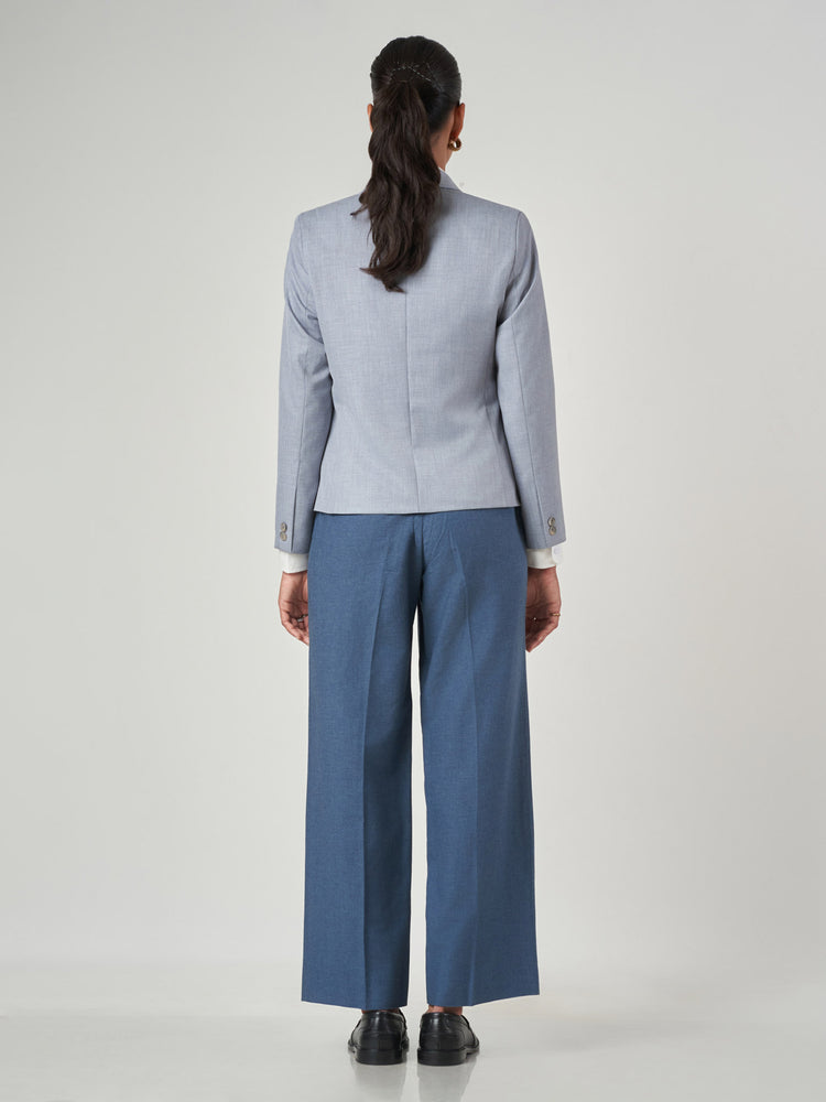 Grey Single-Breasted Tailored Jacket
