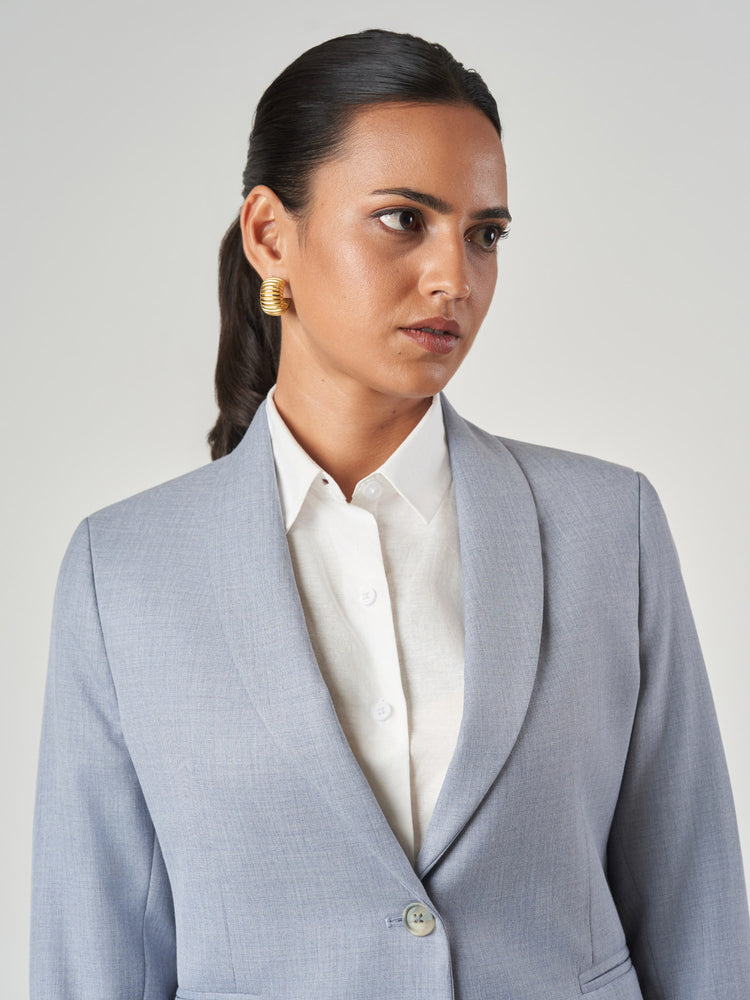 Grey Single-Breasted Tailored Jacket