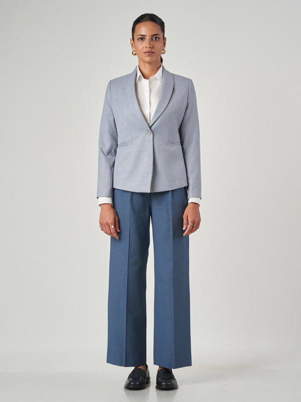 Grey Single-Breasted Tailored Jacket