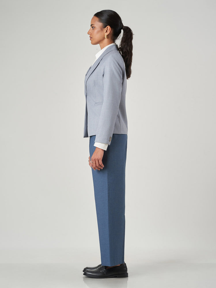 Grey Single-Breasted Tailored Jacket