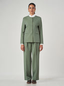 Women’s Sage Green Collarless Single-Breasted Formal Suit