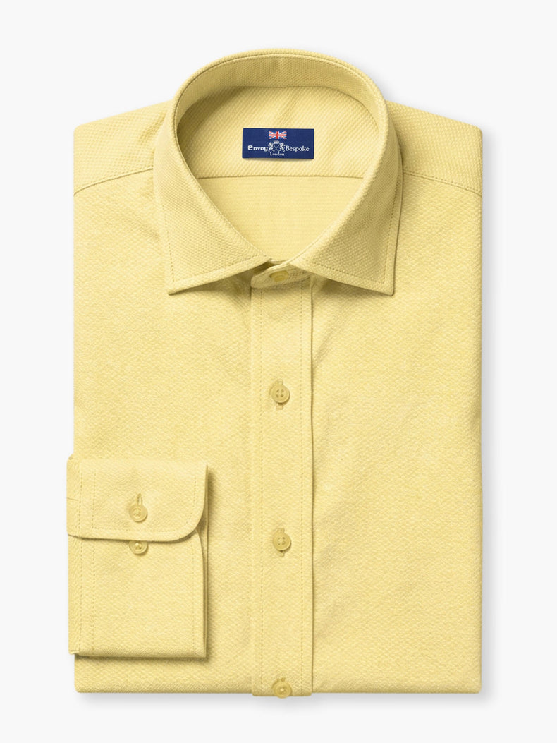 Yellow Textured Cotton Dobby Custom Shirt
